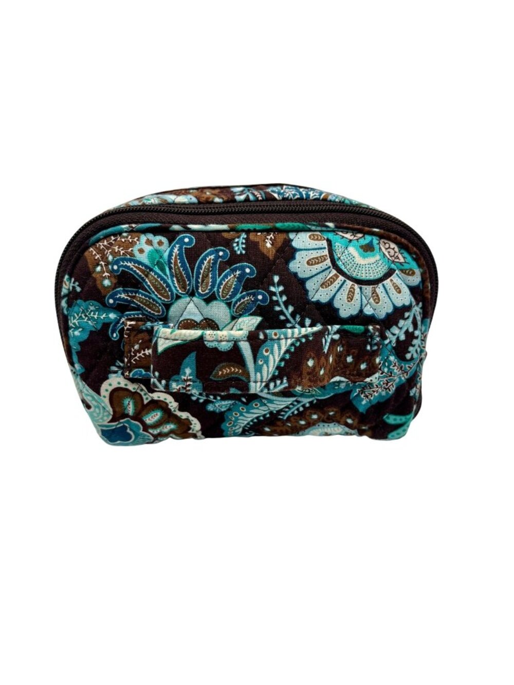 Vera Bradley Brown Fabric Quilted Makeup Bag